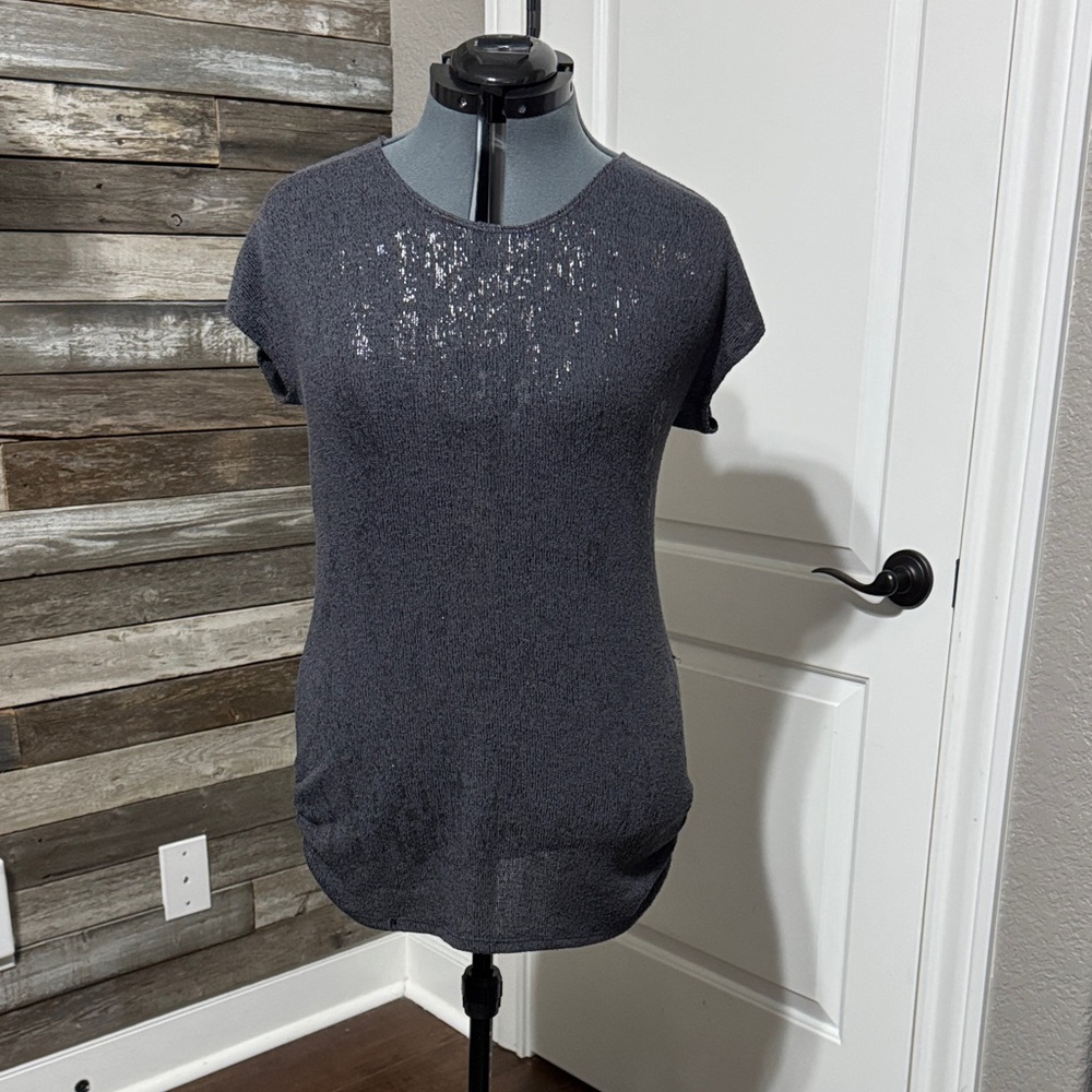 Agenda Dark Gray Short Sleeve Women's Top